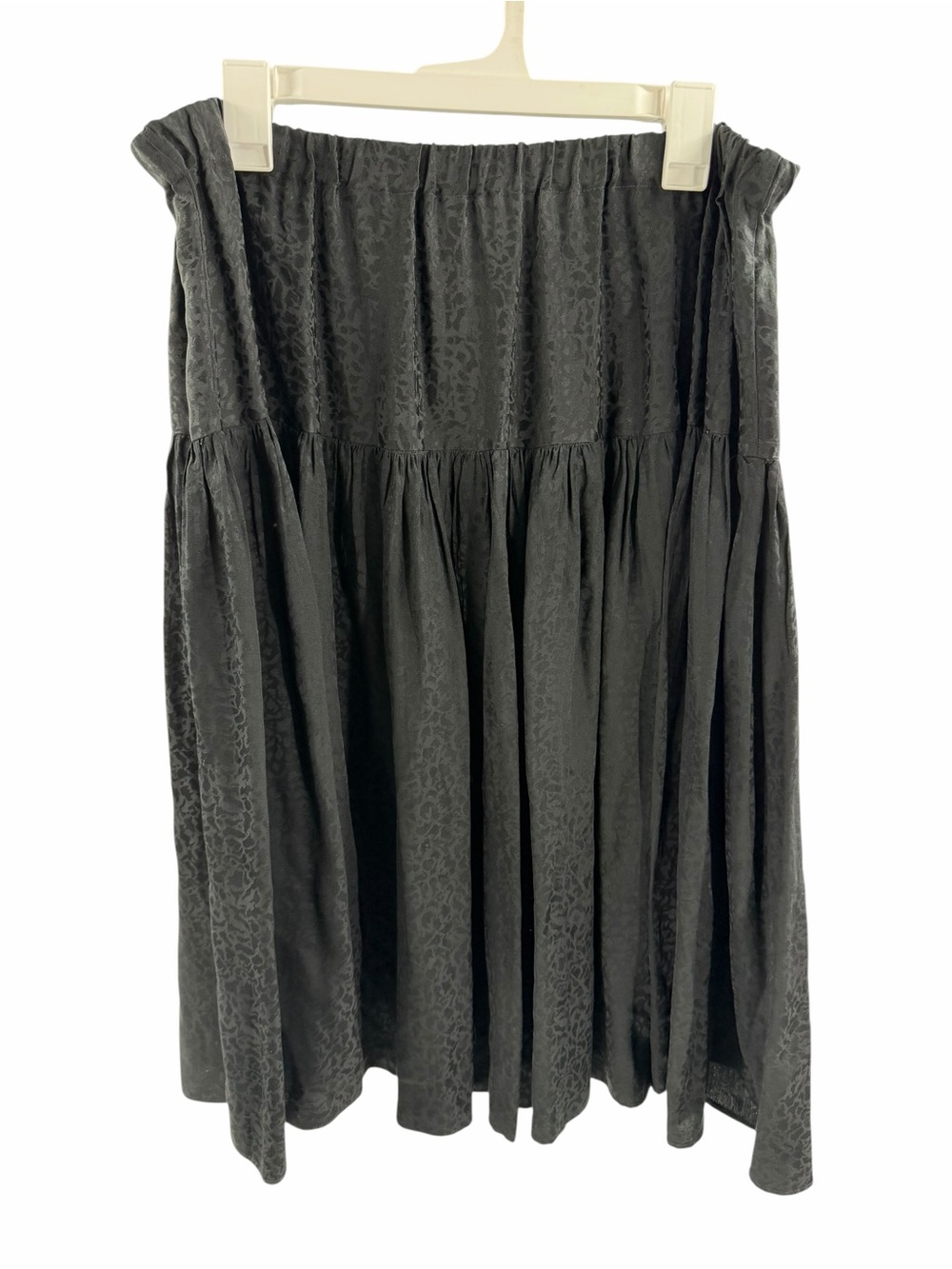 Lili Butler 100% Silk Black Animal Print Midi Skirt Size‎ XXL Quiet Luxury Goth